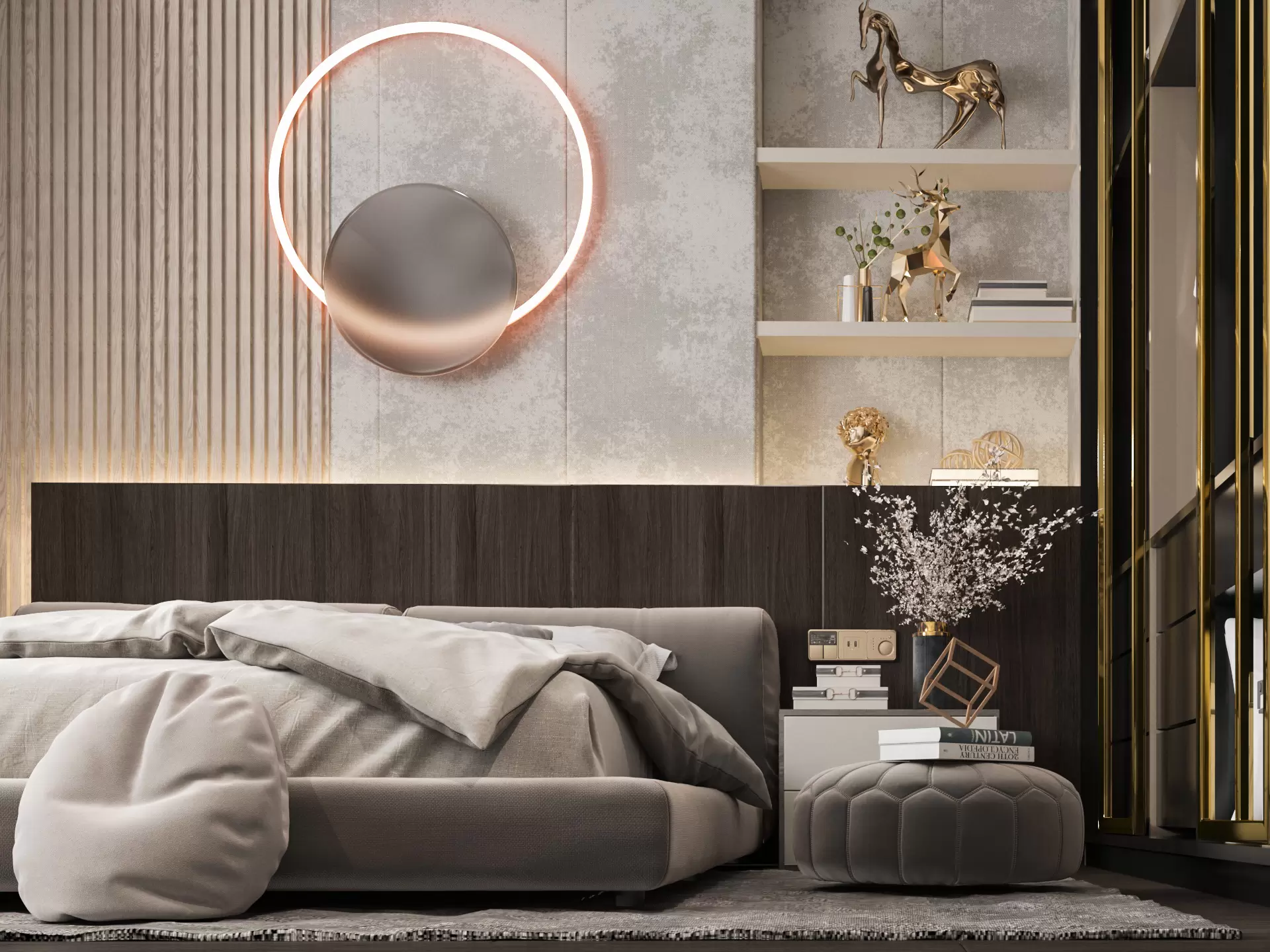 تصميم داخلي لغرفة نوم علي طراز النيو كلاسيك 